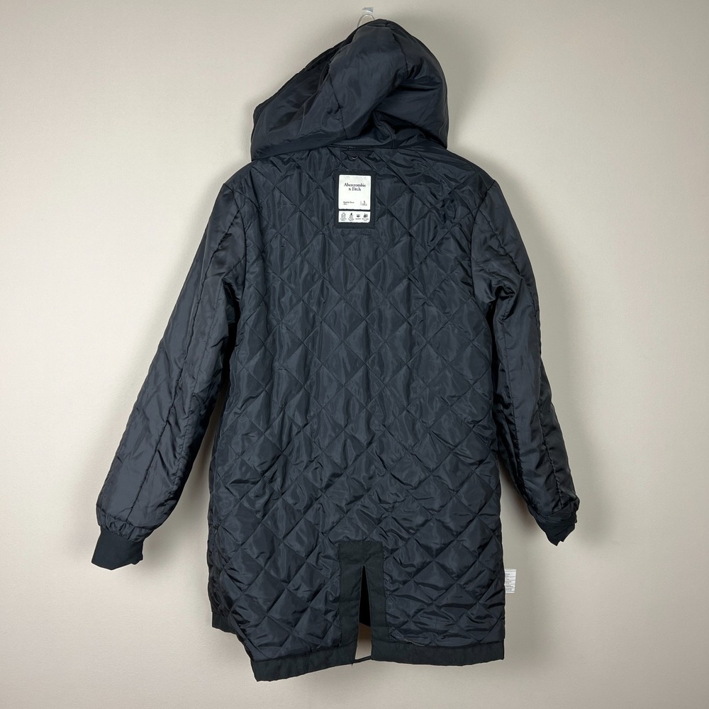 Abercrombie & Fitch Parka Jacket Womens Small Black Faux Fur Lined Hooded Winter - Picture 16 of 16